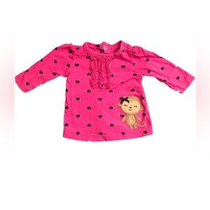 🌸3/$10🌸Child of Mine baby girl long sleeve shirt with 🙉 Monkey 0-3M🌸